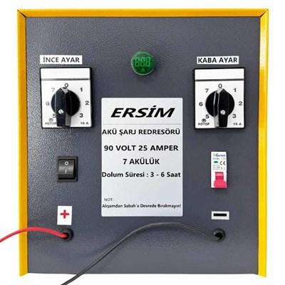 ERSIM Akü Şarj Cihazı 90 V 25 Amper 7 Akülük