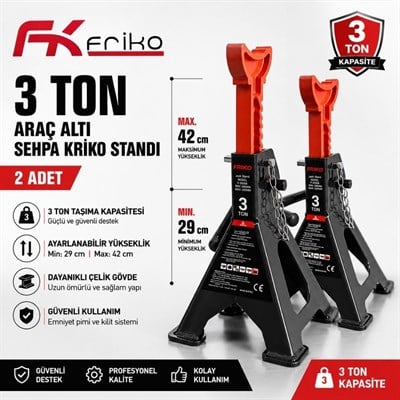 FRIKO 3 Ton Araç Altı Sehpa Kriko Standı 2 Adet