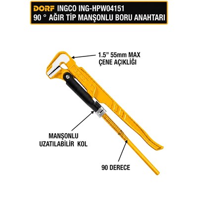 INGCO Maşalı Boru Anahtarı İsveç Tipi 55 Mm