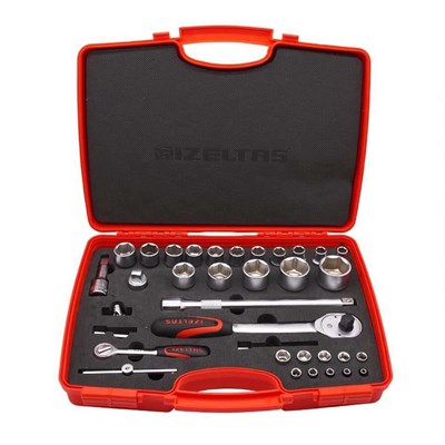 IZELTAS 1113001038 1/2 - 1/4 Altı Köşe Kombine Lokma Takımı 35 Parça