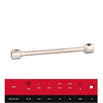IZELTAS 1870092732 Bijon Anahtarı Agır Tip İki Ağız Uzun 27 x 32 mm