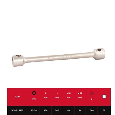 IZELTAS 1870092730 Bijon Anahtarı Agır Tip İki Ağız Uzun 27 x 30 mm