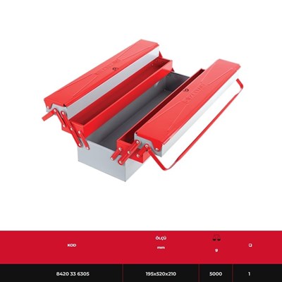 IZELTAS 8420336305 Takım Çantası 5 Gözlü Uzun Tip Metal Çanta 520 mm