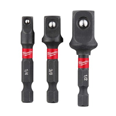 MILWAUKEE 1/4 -1/2 - 3/8 Bits Uçlu Lokma Adaptörü - Dönüştürücü 3 Parça