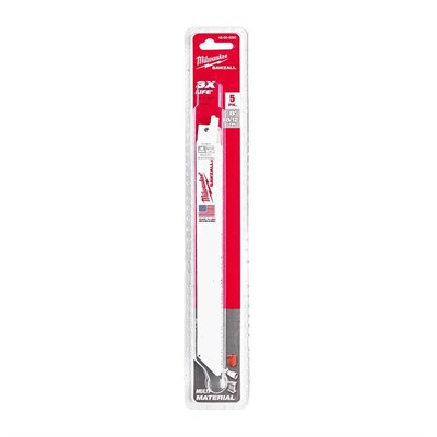 MILWAUKEE 8 x 8/12 Bi-Metal Kılıç Testere Bıçağı 200 mm 5 Adet