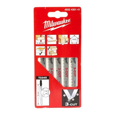 MILWAUKEE T234X Dekupaj Bıçağı Ahşap Hızlı Temiz Kesim 91 mm 5 Adet