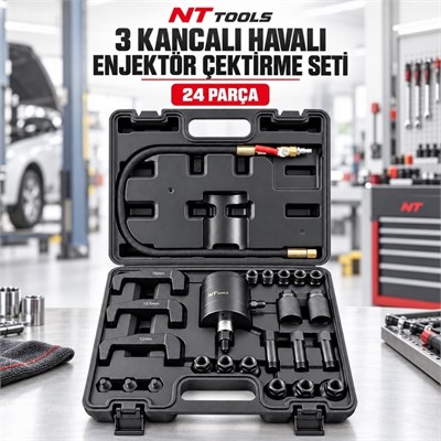 NT TOOLS 3 Kancalı Havalı Enjektör Çektirme Seti 24 Parça