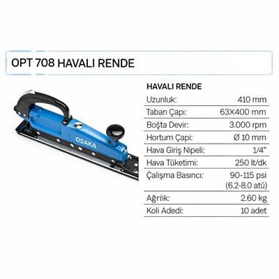 OSAKA OPT 708 Havalı Rende Zımpara Makinesi 63.5 x 400 mm