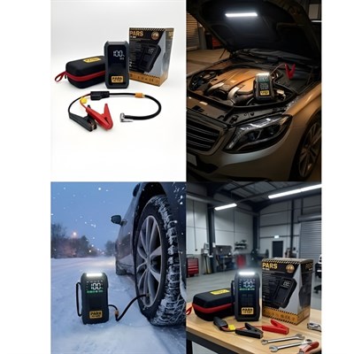 PARS 1085 Dijital Lastik Şişirme Pompası ve Jump Starter 13000Mah