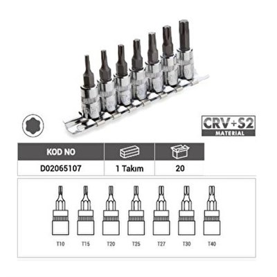 PRODHT D02065107 1/4 Torx Uçlu Lokma Takımı 7 Parça