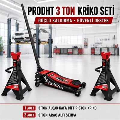 PRODHT 3 Ton Alçak Kriko Ve Araç Altı Sehpa Seti