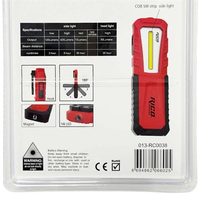 RICO 013-RC0038 Şarjlı Mıknatıslı Led Çalışma Lambası 420 Lümen
