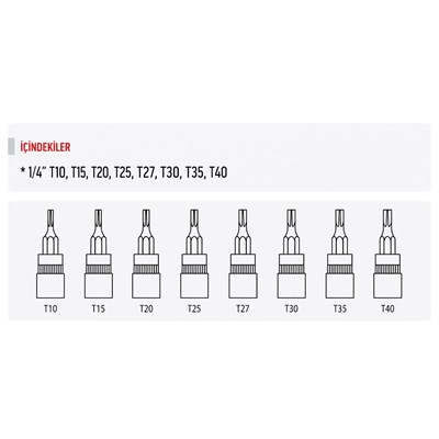 RICO 1/4 Lokmalı Torx Uç 8 Parça