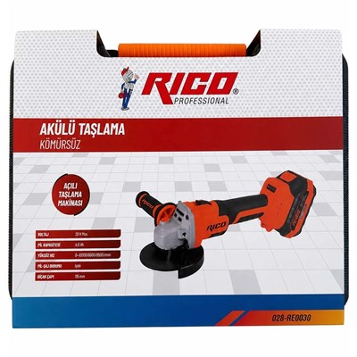 RICO 028-RE0030 Akülü Taşlama Makinesi Çift Akülü 115 mm 20V