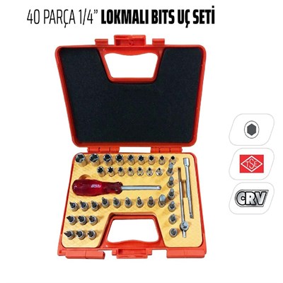 RICO 007-RC4513 1/4 Lokmalı Bits Set Lokma Takımı 40 Parça