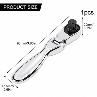 RICO 007-RC2009 1/4 Mafsallı Lokma Cırcır Kolu 72 Diş Mini 2 in 1