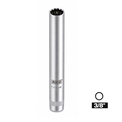 RICO 007-RC2998 3/8 On İki Köşe Buji Lokması 14 mm Uzun 25 Cm