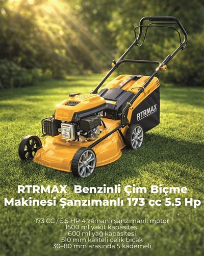 RTRMAX RTR9648 Benzinli Çim Biçme Makinesi Şanzımanlı 173 cc 5.5 Hp