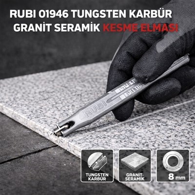 RUBİ 01958 Tungsten Karbür Granit Seramik Kesme Elması Saplı 8 Mm