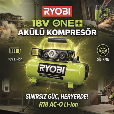 RYOBI R18 AC-O Akülü Hava Kompresörü 18V Li-Ion - ( Aküsüz )