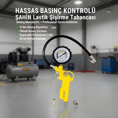 SAHIN SHT-021 Hava Saatli Lastik Şişirme Tabancası 0-220 Psı