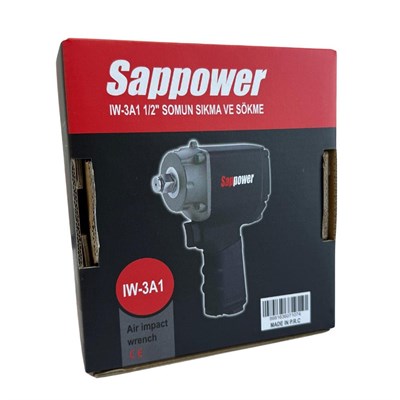 SAPPOWER IW-3A1 1/2 Havalı Somun Sıkma Ve Sökme Tabancası 600 Nm