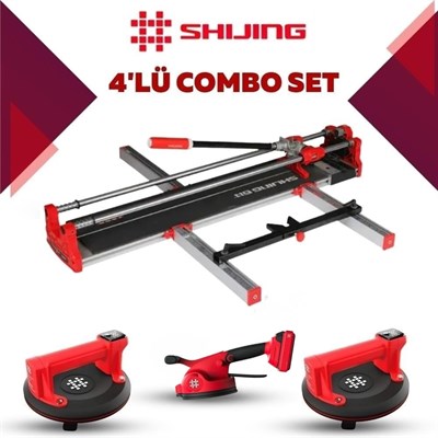 SHIJING TOOLS Manuel Kesici Dijital Vantuz ve Fayans Vibratörü 4lü Pro Set