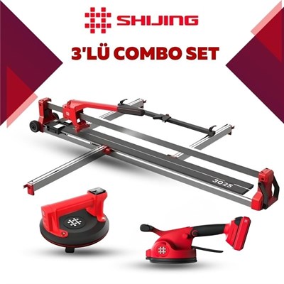 SHIJING TOOLS Manuel Kesici Dijital Vantuz ve Fayans Vibratörü 3lü Pro Set