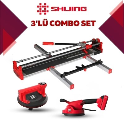 SHIJING TOOLS Manuel Kesici Dijital Vantuz ve Fayans Vibratörü 3lü Pro Set