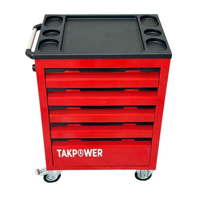 TAKPOWER 172 Parça Dolu Takım Arabası 5 Çekmeceli İzeltaş El Aletleri - Kırmızı