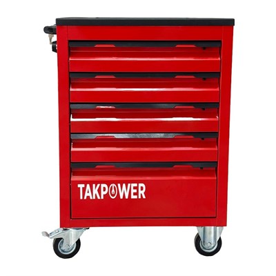 TAKPOWER 172 Parça Dolu Takım Arabası 5 Çekmeceli İzeltaş El Aletleri - Kırmızı