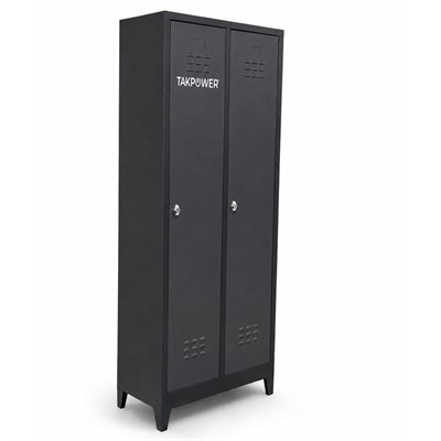 TAKPOWER 2 Kapaklı Metal Dolap - Soyunma Dolabı Antrasit Gri