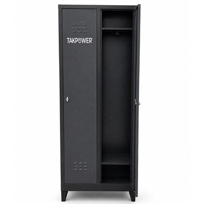 TAKPOWER 2 Kapaklı Metal Dolap - Soyunma Dolabı Antrasit Gri