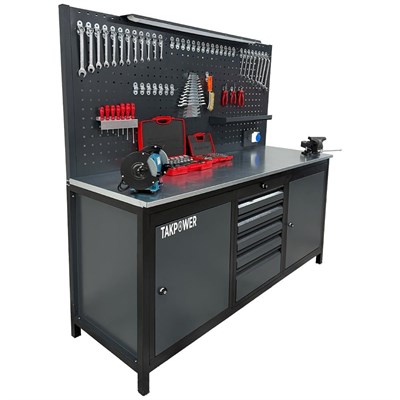 TAKPOWER 2 Metre Dolu Takım Tezgahı 5 Çekmeceli 2 Dolaplı Premium