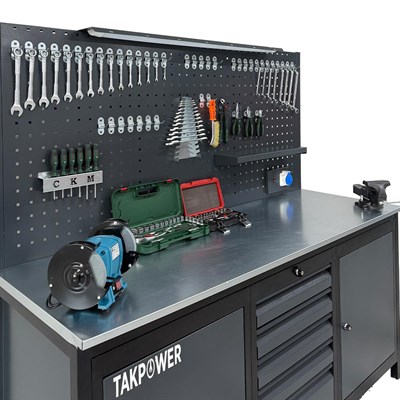 TAKPOWER 2 Metre Dolu Takım Tezgahı 5 Çekmeceli 2 Dolaplı Pro