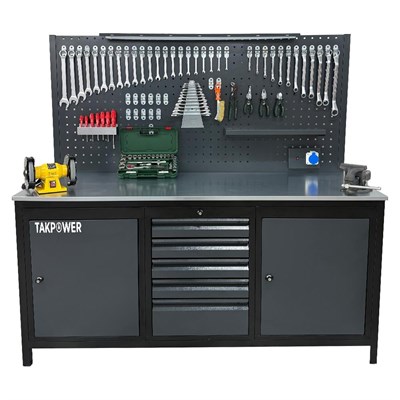 TAKPOWER 2 Metre Dolu Takım Tezgahı 5 Çekmeceli 2 Dolaplı Eko