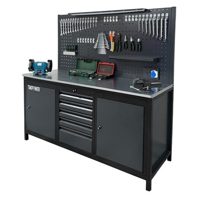 TAKPOWER 2 Metre Dolu Takım Tezgahı 5 Çekmeceli 2 Dolaplı Pro