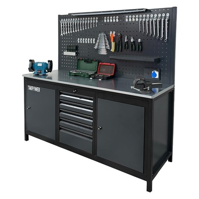 TAKPOWER 2 Metre Dolu Takım Tezgahı 5 Çekmeceli 2 Dolaplı Pro