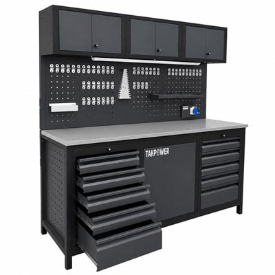 TAKPOWER TTR4420 2 Metre Takım Tezgahı 10 Çekmeceli Üsten Dolaplı