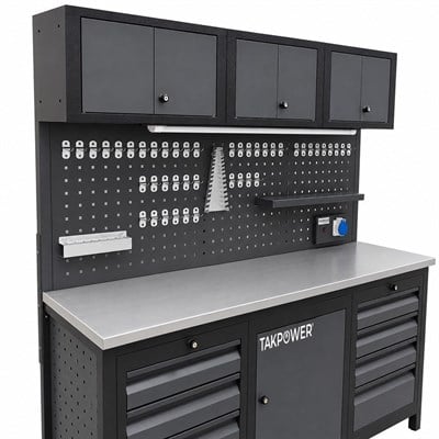 TAKPOWER TTR4420 2 Metre Takım Tezgahı 10 Çekmeceli Üsten Dolaplı