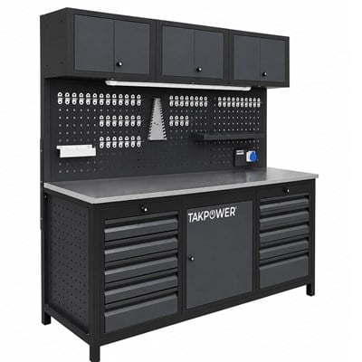 TAKPOWER TTR4420 2 Metre Takım Tezgahı 10 Çekmeceli Üsten Dolaplı