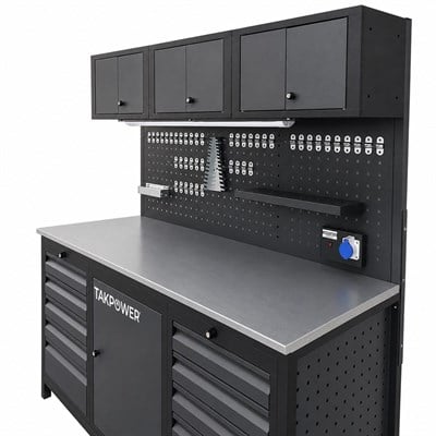 TAKPOWER TTR4420 2 Metre Takım Tezgahı 10 Çekmeceli Üsten Dolaplı
