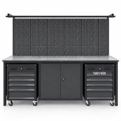 TAKPOWER 2.5 Metre Takım Tezgahı 2 Dolaplı + 2 Boş Takım Arabası