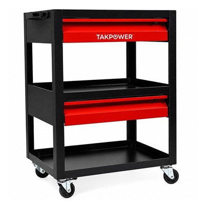 TAKPOWER 3 Gözlü 2 Çekmeceli Parça Taşıma Arabası Kırmızı