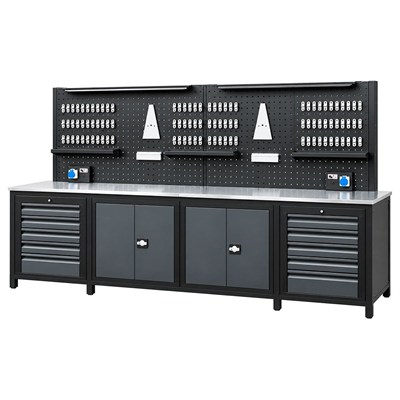 TAKPOWER TTR4430 3 Metre Takım Tezgahı 10 Çekmeceli 2 Dolaplı Ara Bölmeli Antrasit