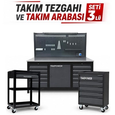TAKPOWER Takım Tezgahı Ve Takım Arabası Premium Atölye Seti Antrasit