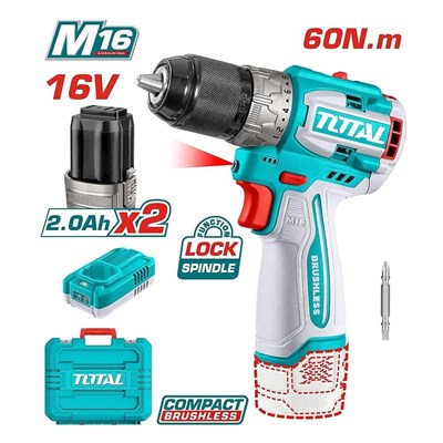 TOTAL TDLI16682 Akülü Kömürsüz Şarjlı Matkap 16V