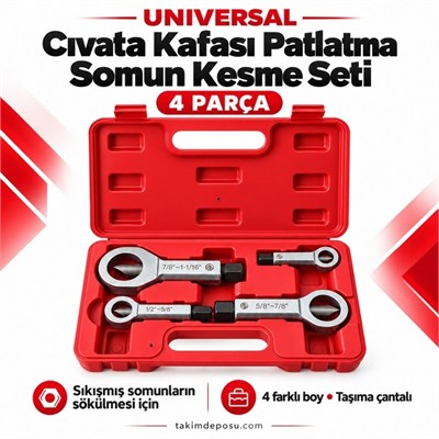 UNIVERSAL Cıvata Kafası Patlatma Somun Kesme Seti 4 Parça
