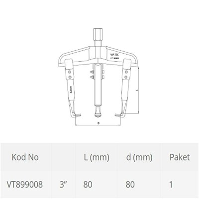 VIP-TEC 3 Kollu Çektirme - Rulman Çektirmesi Raylı 8 x 10 cm