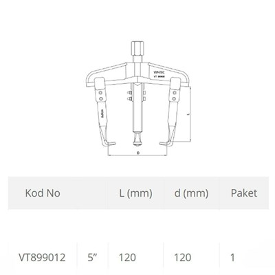VIP-TEC 3 Kollu Çektirme - Rulman Çektirmesi Raylı 11 x 15 cm